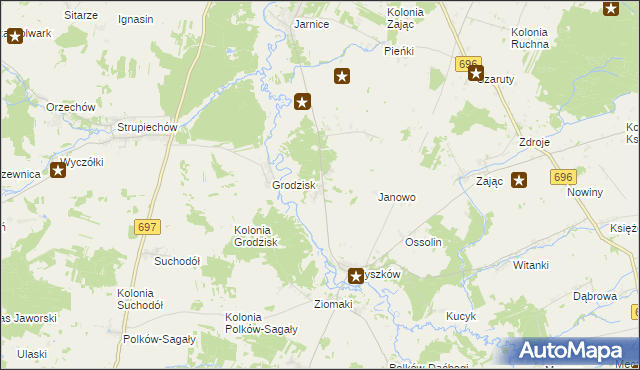 mapa Pierzchały gmina Liw, Pierzchały gmina Liw na mapie Targeo