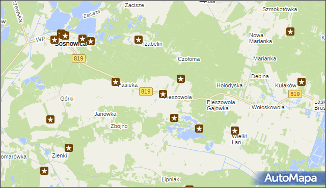 mapa Pieszowola, Pieszowola na mapie Targeo