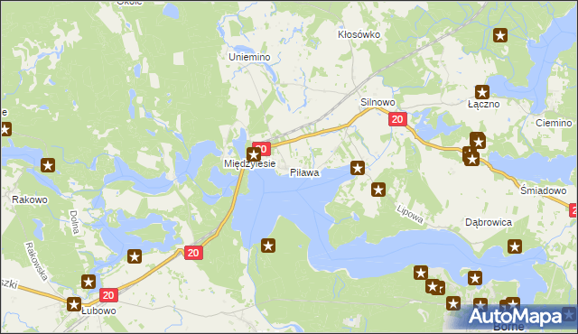 mapa Piława gmina Borne Sulinowo, Piława gmina Borne Sulinowo na mapie Targeo