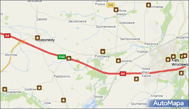 mapa Piotrowice gmina Kostomłoty, Piotrowice gmina Kostomłoty na mapie Targeo