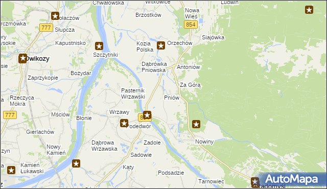 mapa Pniów gmina Radomyśl nad Sanem, Pniów gmina Radomyśl nad Sanem na mapie Targeo
