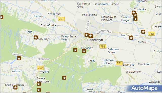mapa Podgórze gmina Bodzentyn, Podgórze gmina Bodzentyn na mapie Targeo