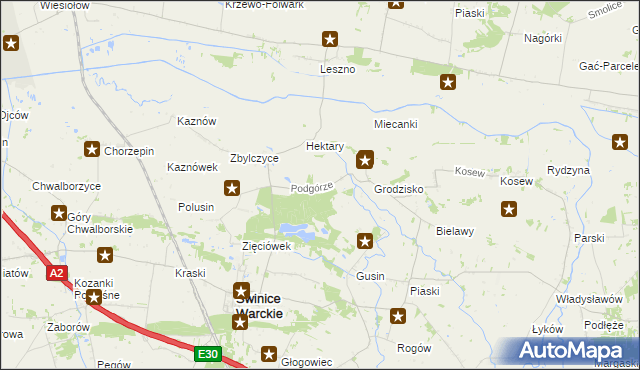 mapa Podgórze gmina Świnice Warckie, Podgórze gmina Świnice Warckie na mapie Targeo