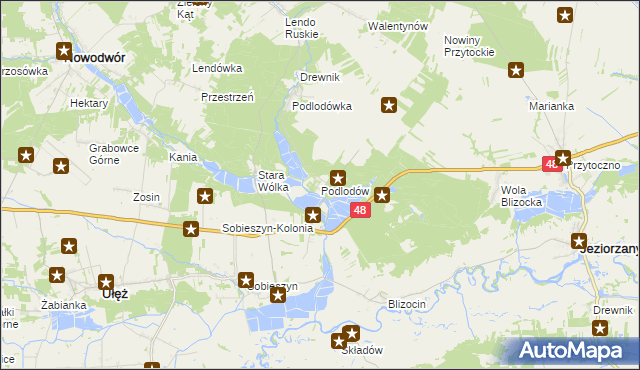 mapa Podlodów gmina Ułęż, Podlodów gmina Ułęż na mapie Targeo