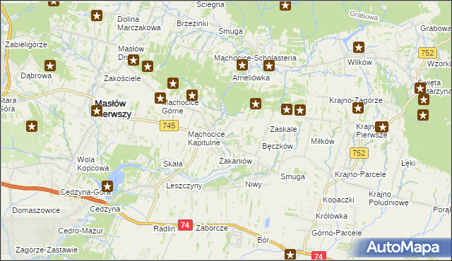 mapa Podmąchocice, Podmąchocice na mapie Targeo
