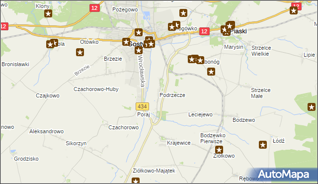 mapa Podrzecze gmina Piaski, Podrzecze gmina Piaski na mapie Targeo