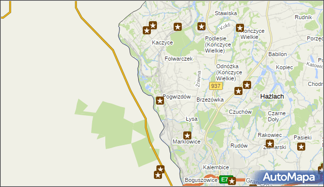 mapa Pogwizdów gmina Hażlach, Pogwizdów gmina Hażlach na mapie Targeo