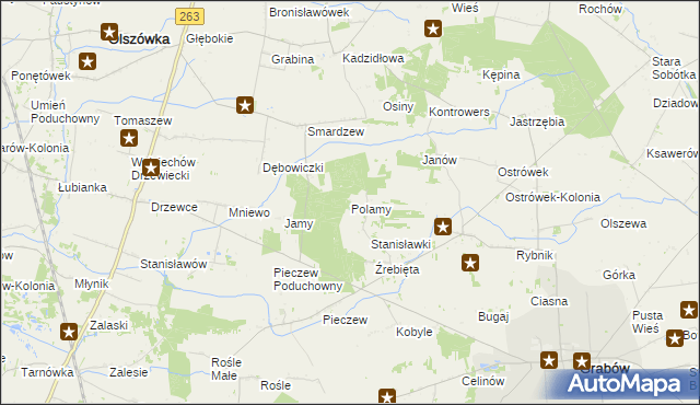 mapa Polamy, Polamy na mapie Targeo