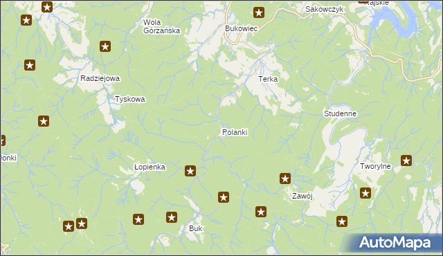 mapa Polanki gmina Solina, Polanki gmina Solina na mapie Targeo