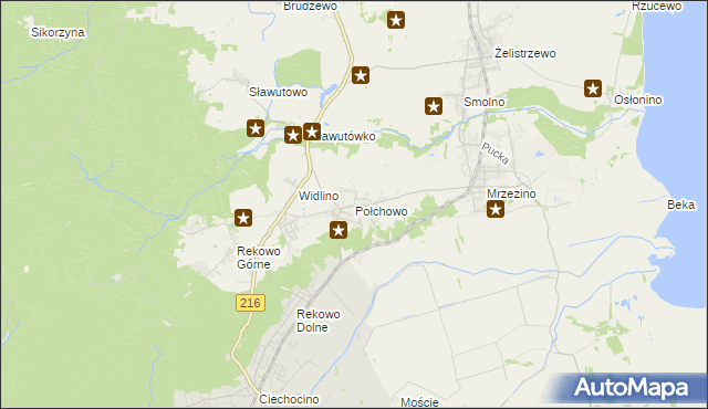 mapa Połchowo gmina Puck, Połchowo gmina Puck na mapie Targeo