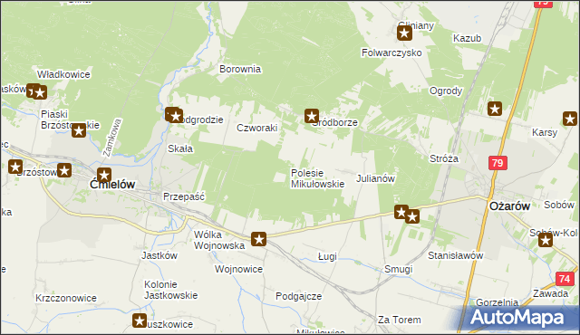mapa Polesie Mikułowskie, Polesie Mikułowskie na mapie Targeo