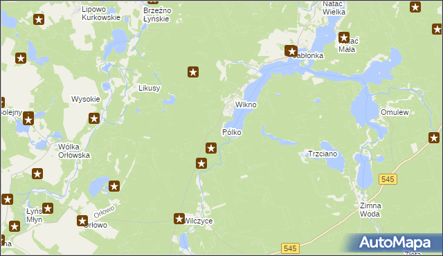 mapa Pólko gmina Nidzica, Pólko gmina Nidzica na mapie Targeo