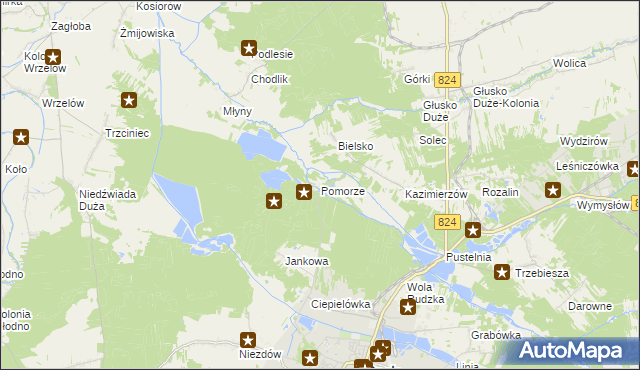mapa Pomorze gmina Opole Lubelskie, Pomorze gmina Opole Lubelskie na mapie Targeo