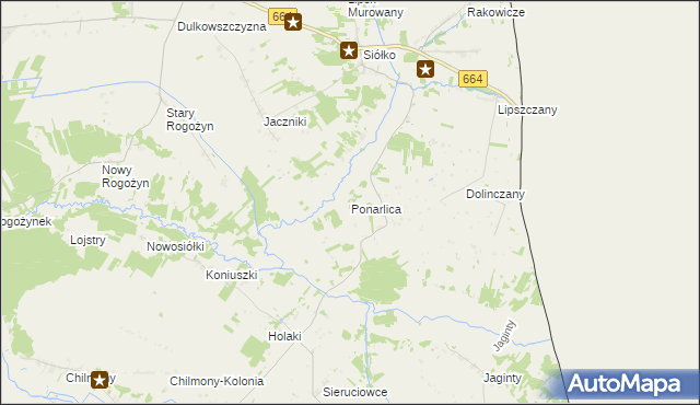 mapa Ponarlica, Ponarlica na mapie Targeo