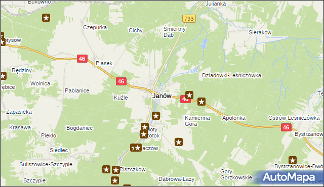 mapa Ponik gmina Janów, Ponik gmina Janów na mapie Targeo