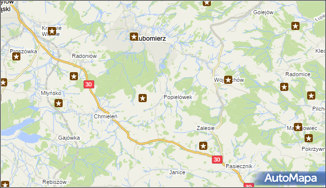 mapa Popielówek, Popielówek na mapie Targeo