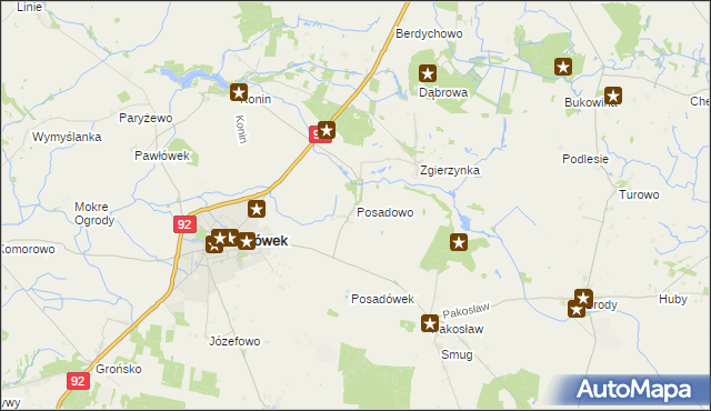 mapa Posadowo gmina Lwówek, Posadowo gmina Lwówek na mapie Targeo