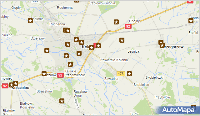 mapa Powiercie-Kolonia, Powiercie-Kolonia na mapie Targeo