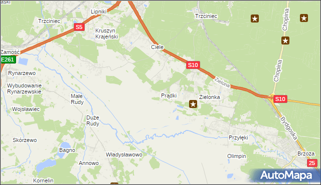 mapa Prądki, Prądki na mapie Targeo