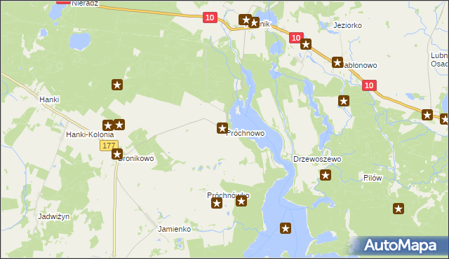 mapa Próchnowo gmina Mirosławiec, Próchnowo gmina Mirosławiec na mapie Targeo