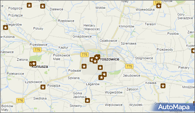 mapa Proszowice, Proszowice na mapie Targeo