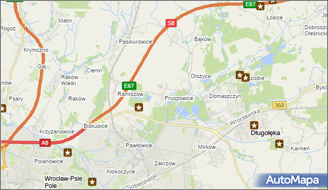 mapa Pruszowice, Pruszowice na mapie Targeo