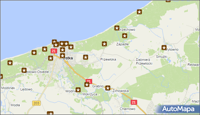 mapa Przewłoka gmina Ustka, Przewłoka gmina Ustka na mapie Targeo