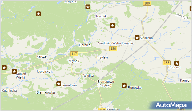 mapa Przyłęki gmina Trzcianka, Przyłęki gmina Trzcianka na mapie Targeo
