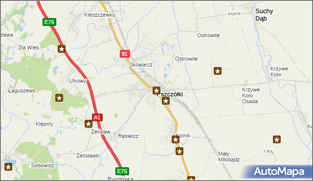 mapa Pszczółki powiat gdański, Pszczółki powiat gdański na mapie Targeo
