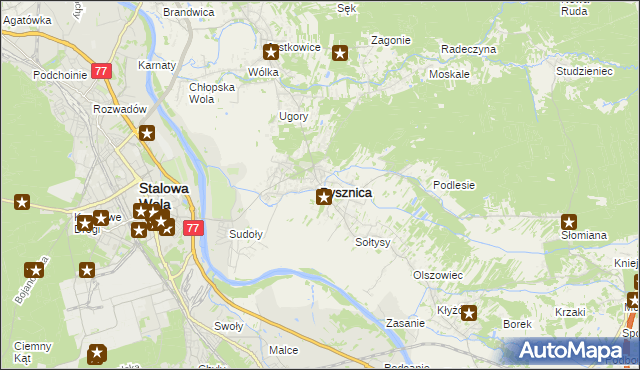 mapa Pysznica, Pysznica na mapie Targeo