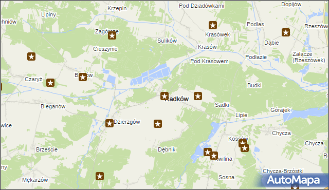 mapa Radków powiat włoszczowski, Radków powiat włoszczowski na mapie Targeo