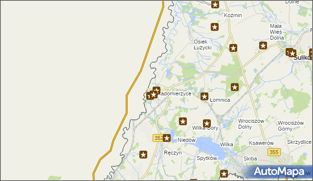 mapa Radomierzyce gmina Zgorzelec, Radomierzyce gmina Zgorzelec na mapie Targeo
