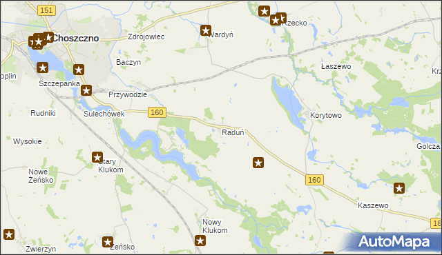mapa Raduń gmina Choszczno, Raduń gmina Choszczno na mapie Targeo