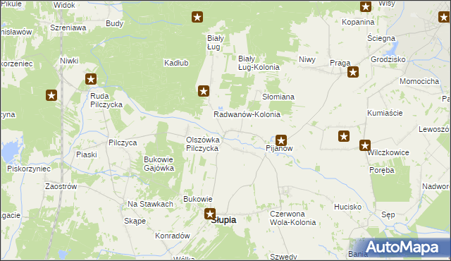 mapa Radwanów gmina Słupia Konecka, Radwanów gmina Słupia Konecka na mapie Targeo