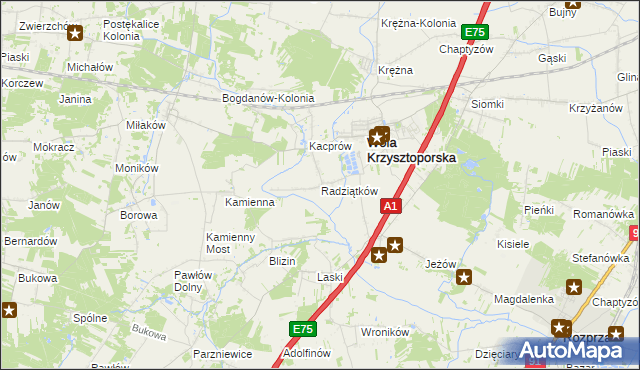 mapa Radziątków, Radziątków na mapie Targeo