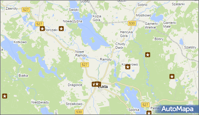 mapa Ramoty gmina Łukta, Ramoty gmina Łukta na mapie Targeo