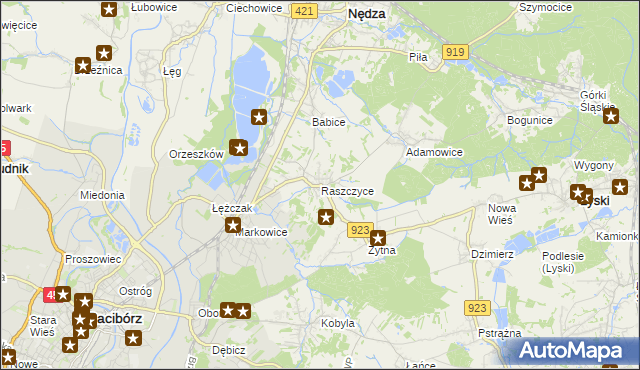 mapa Raszczyce, Raszczyce na mapie Targeo