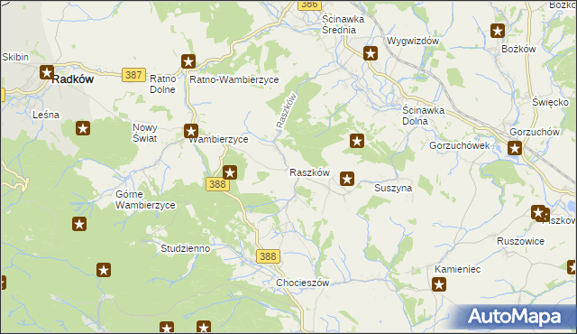 mapa Raszków gmina Radków, Raszków gmina Radków na mapie Targeo