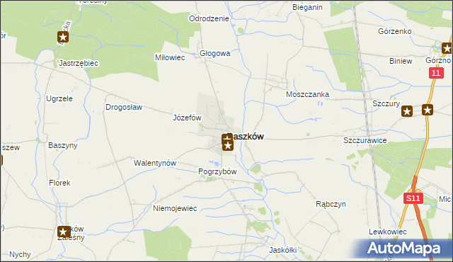 mapa Raszków powiat ostrowski, Raszków powiat ostrowski na mapie Targeo