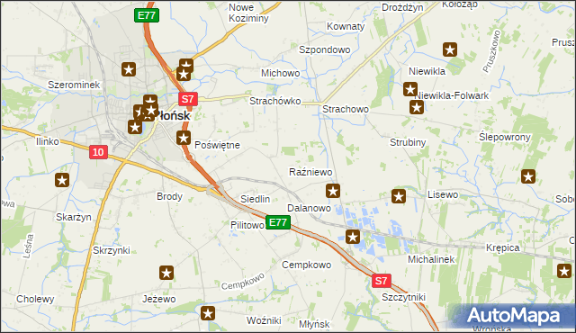 mapa Raźniewo, Raźniewo na mapie Targeo