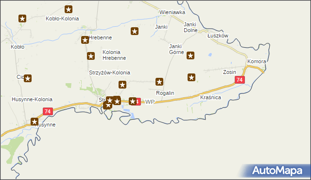 mapa Rogalin gmina Horodło, Rogalin gmina Horodło na mapie Targeo