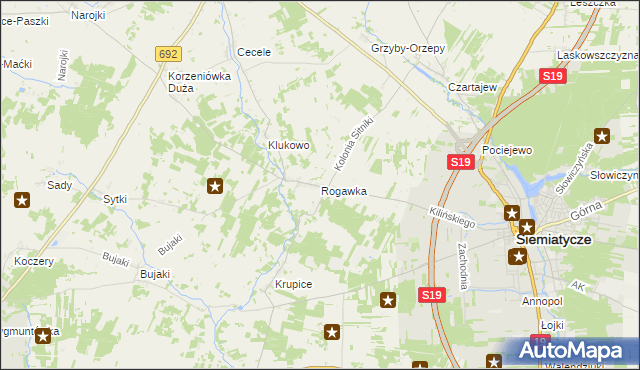 mapa Rogawka, Rogawka na mapie Targeo