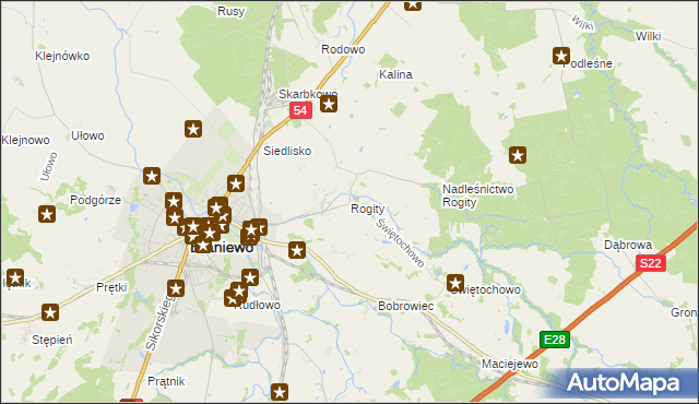 mapa Rogity, Rogity na mapie Targeo