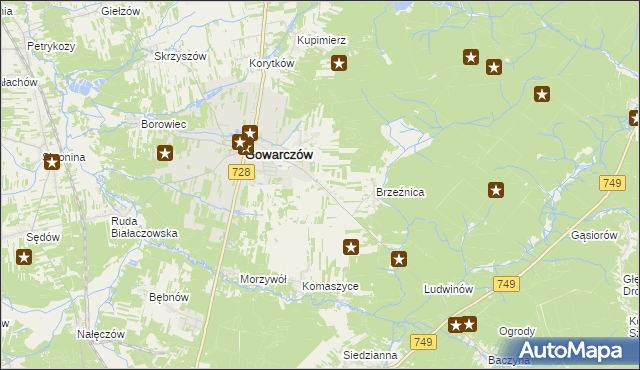 mapa Rogówek gmina Gowarczów, Rogówek gmina Gowarczów na mapie Targeo