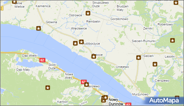 mapa Rokicie gmina Brudzeń Duży, Rokicie gmina Brudzeń Duży na mapie Targeo