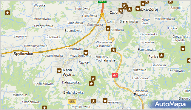 mapa Rokiciny Podhalańskie, Rokiciny Podhalańskie na mapie Targeo