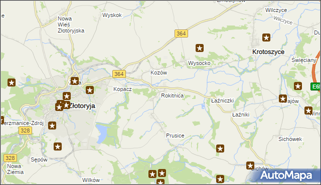mapa Rokitnica gmina Złotoryja, Rokitnica gmina Złotoryja na mapie Targeo