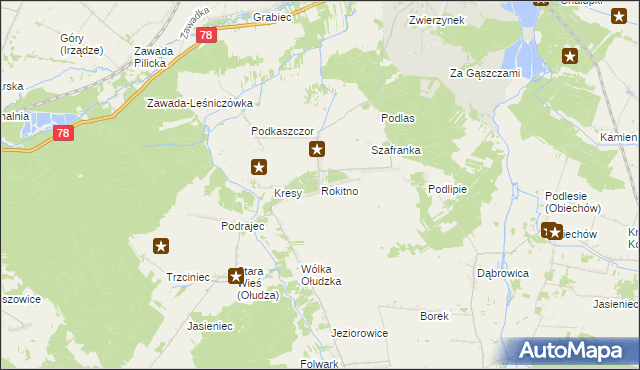 mapa Rokitno gmina Szczekociny, Rokitno gmina Szczekociny na mapie Targeo
