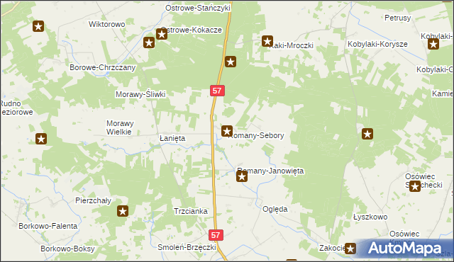 mapa Romany-Sebory, Romany-Sebory na mapie Targeo