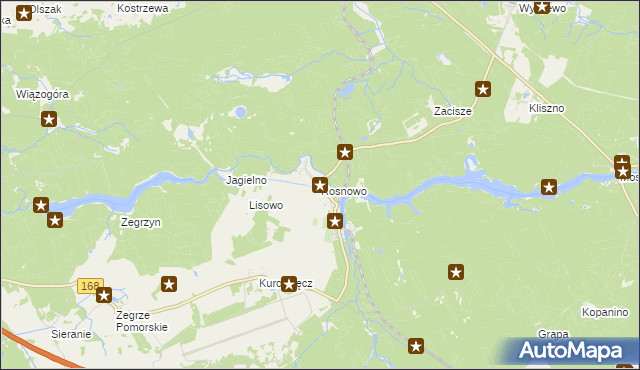 mapa Rosnowo gmina Manowo, Rosnowo gmina Manowo na mapie Targeo